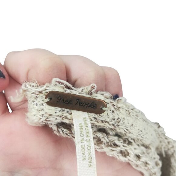 Free People Open Knit Tunic Hi Low Sweater Size S Striped Boho Bohemian Beige - Picture 8 of 15